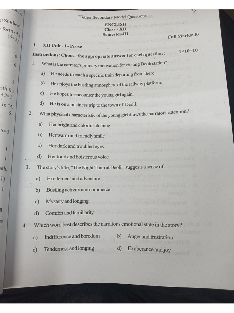 Model Question English Sem-3 | PDF