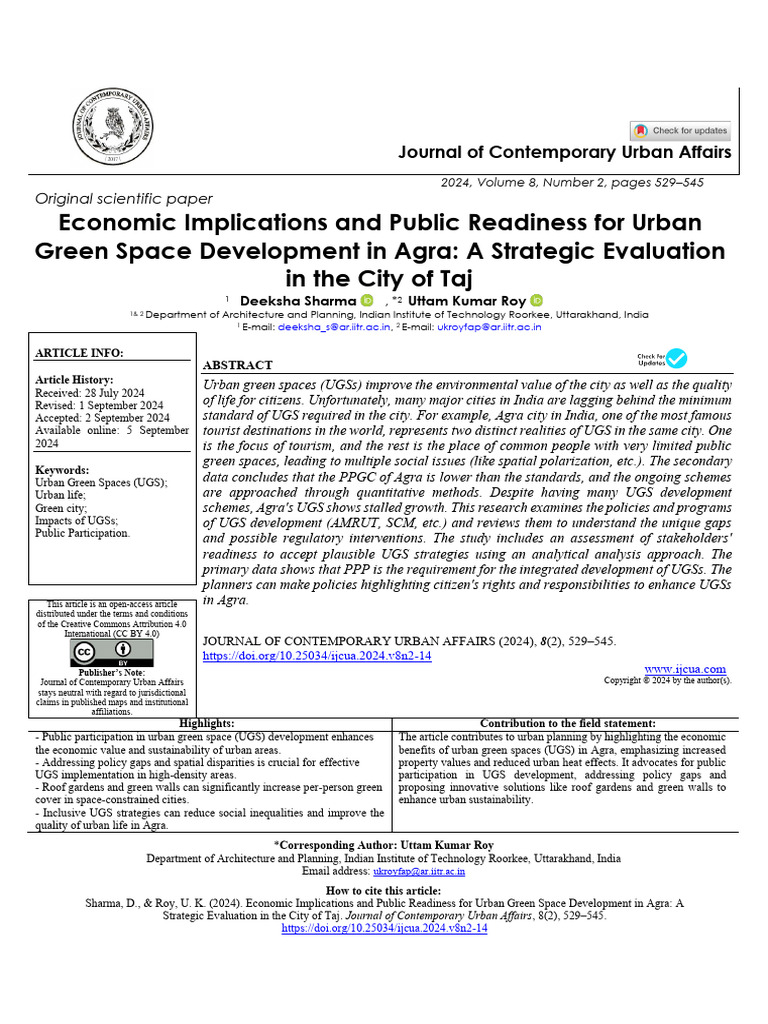 Economic Implications and Public Readiness For Urban Green Space ... - Strategic Green Space Development