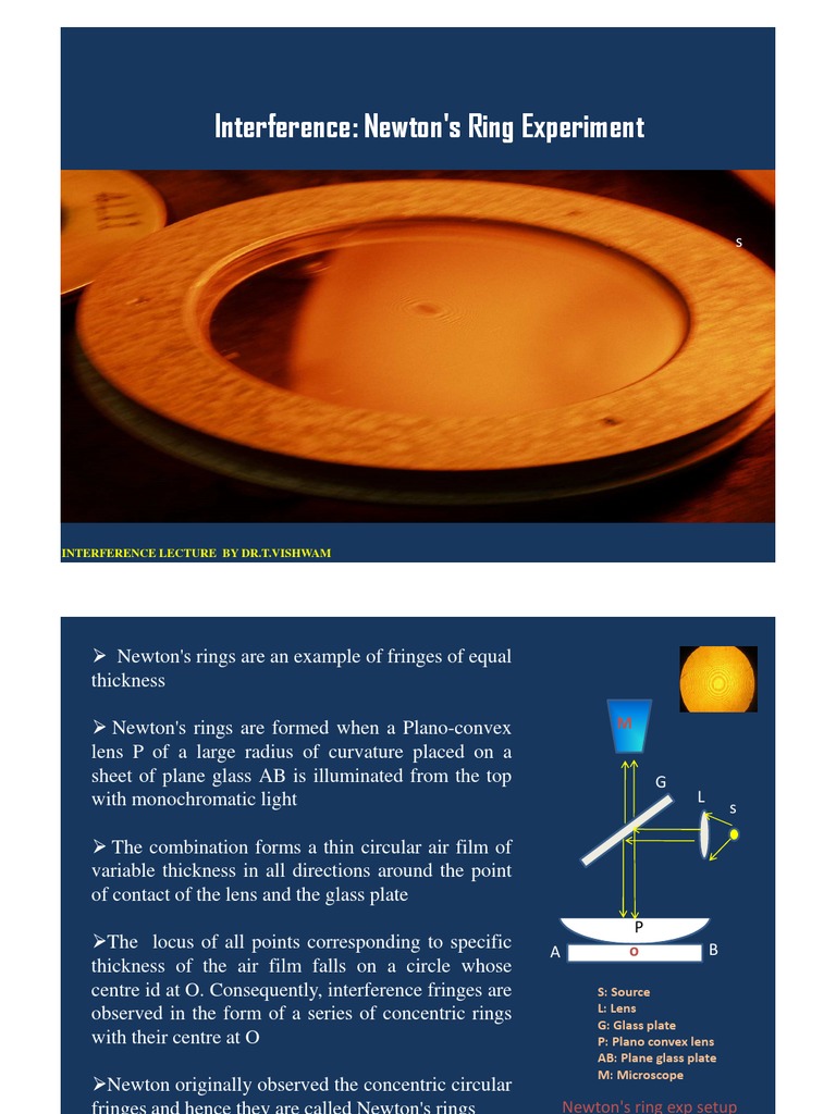 Newton's Rings Experiment Setup | PDF | Lens (Optics) | Physical Phenomena