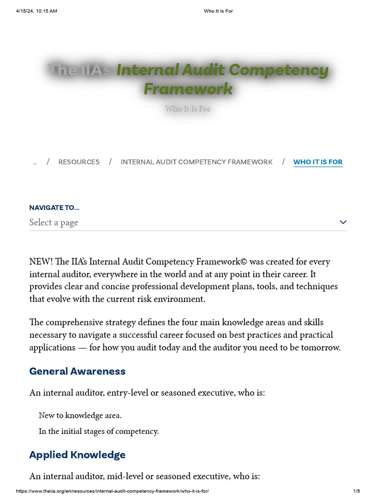 Internal Audit Competency Framework Guide | PDF | Internal Audit | Audit