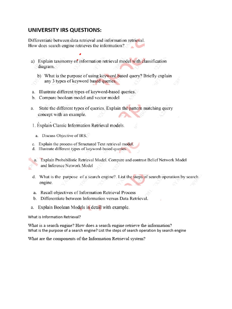 University Irs Questions | PDF