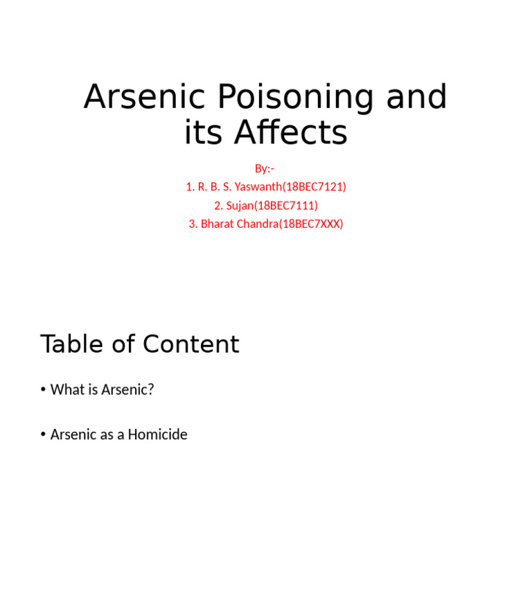 Arsenic Poisoning Overview | PDF