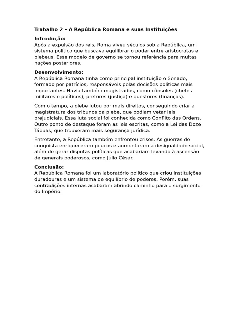 Instituições da República Romana | PDF