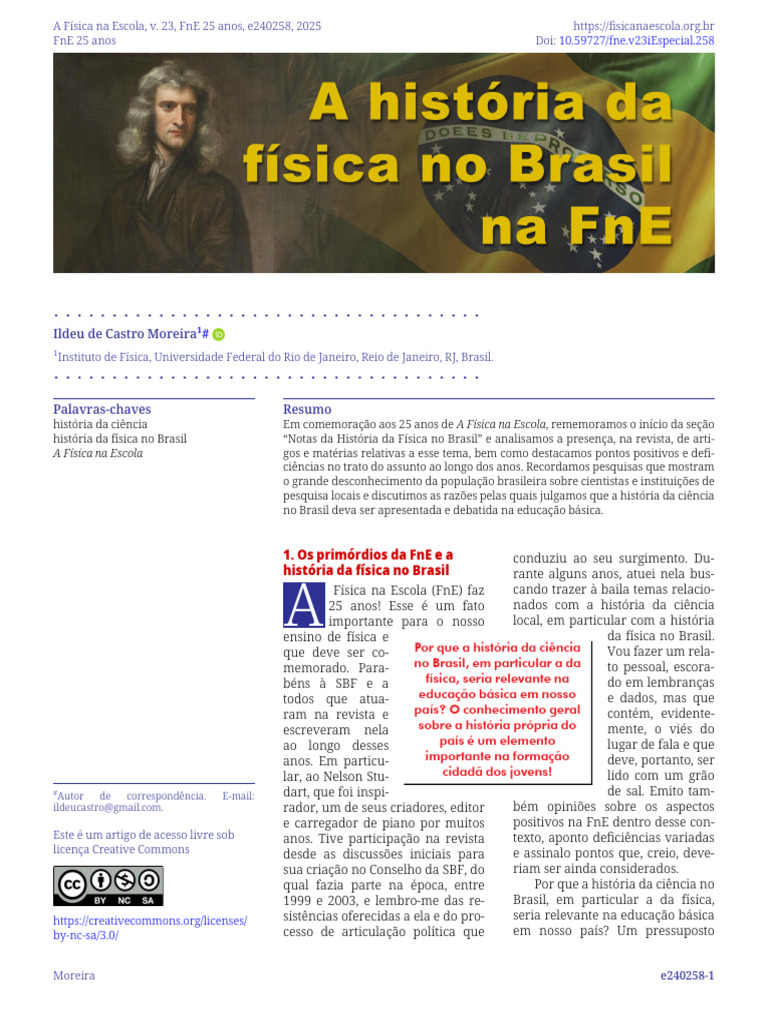 História da Física no Brasil na Educação | PDF | Science | Física