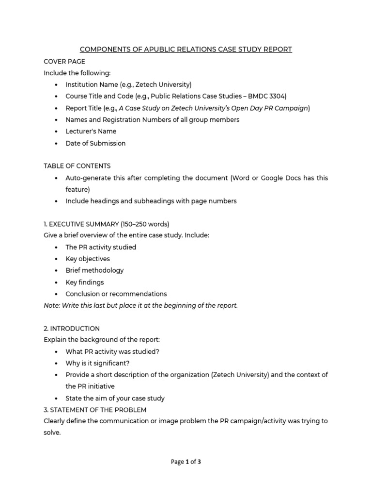 Public Relations Case Study Guide | PDF | Data | Communication