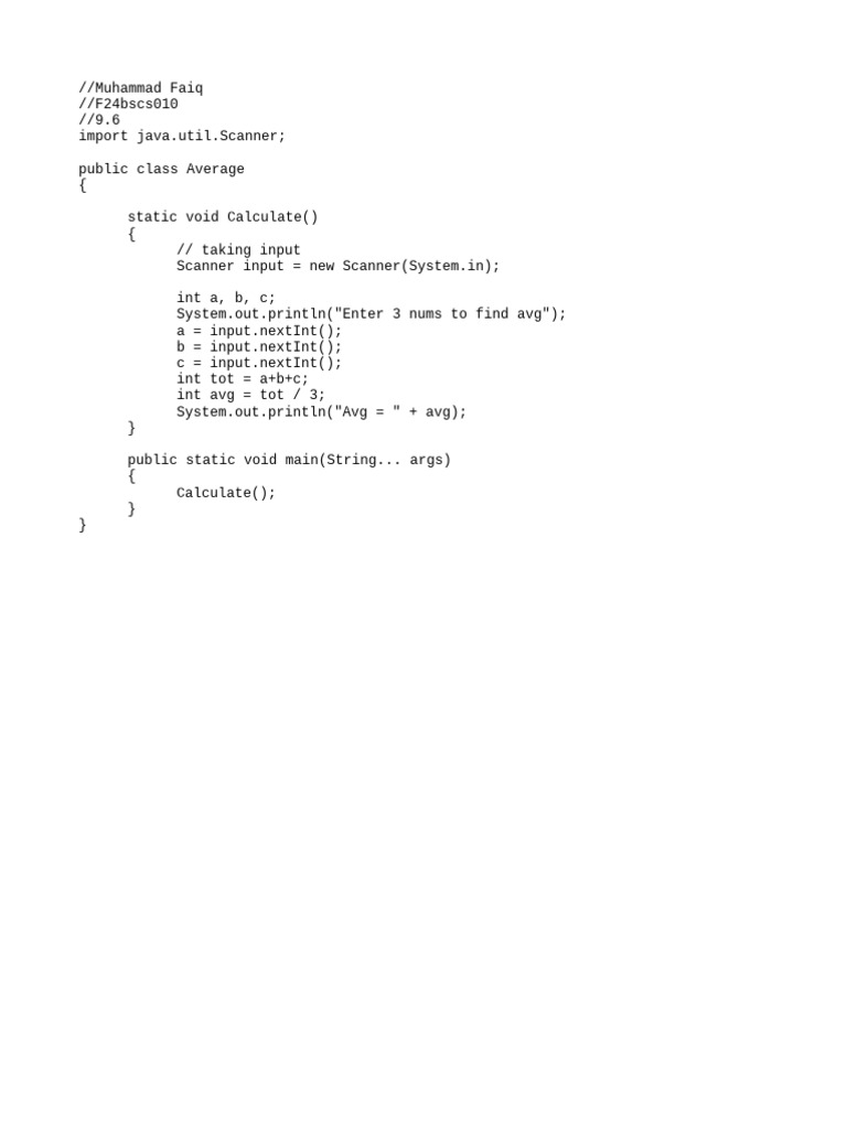 Java Program to Calculate Average | PDF