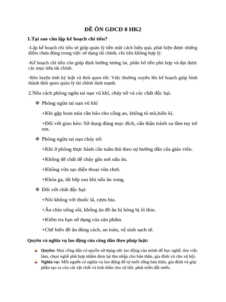 ĐỀ ÔN GDCD 8 HK2 | PDF