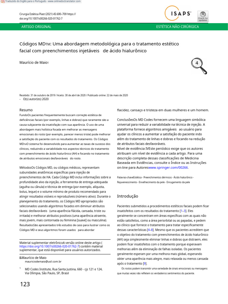 Códigos MD para Preenchimentos Faciais | PDF | Cirurgia plástica