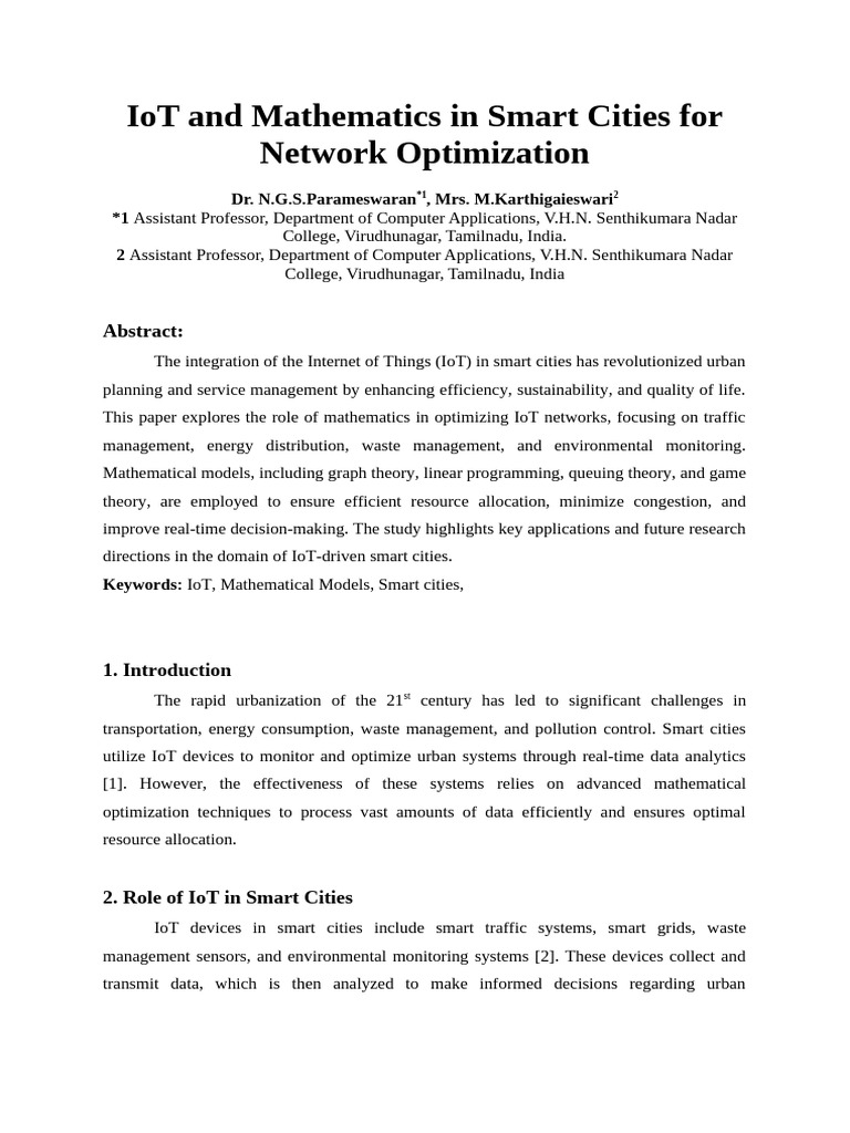 IoT Network Optimization in Smart Cities | PDF | Internet Of Things ...