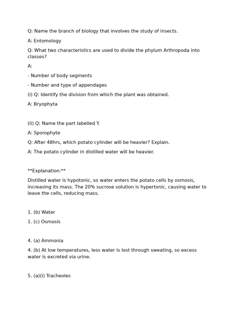 Biology Study Guide: Key Concepts and Answers | PDF | Menstrual Cycle ...