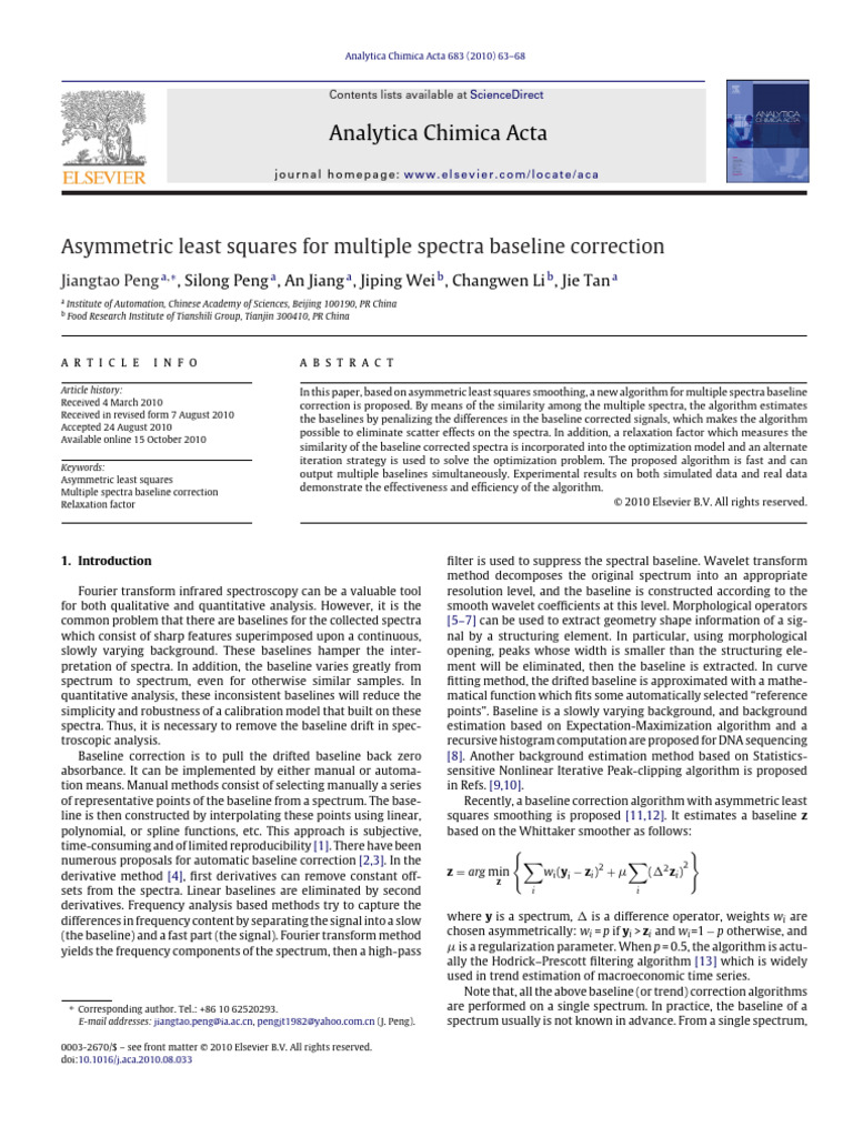 Multiple Spectra Baseline Correction Algorithm | PDF | Spectral Density ...