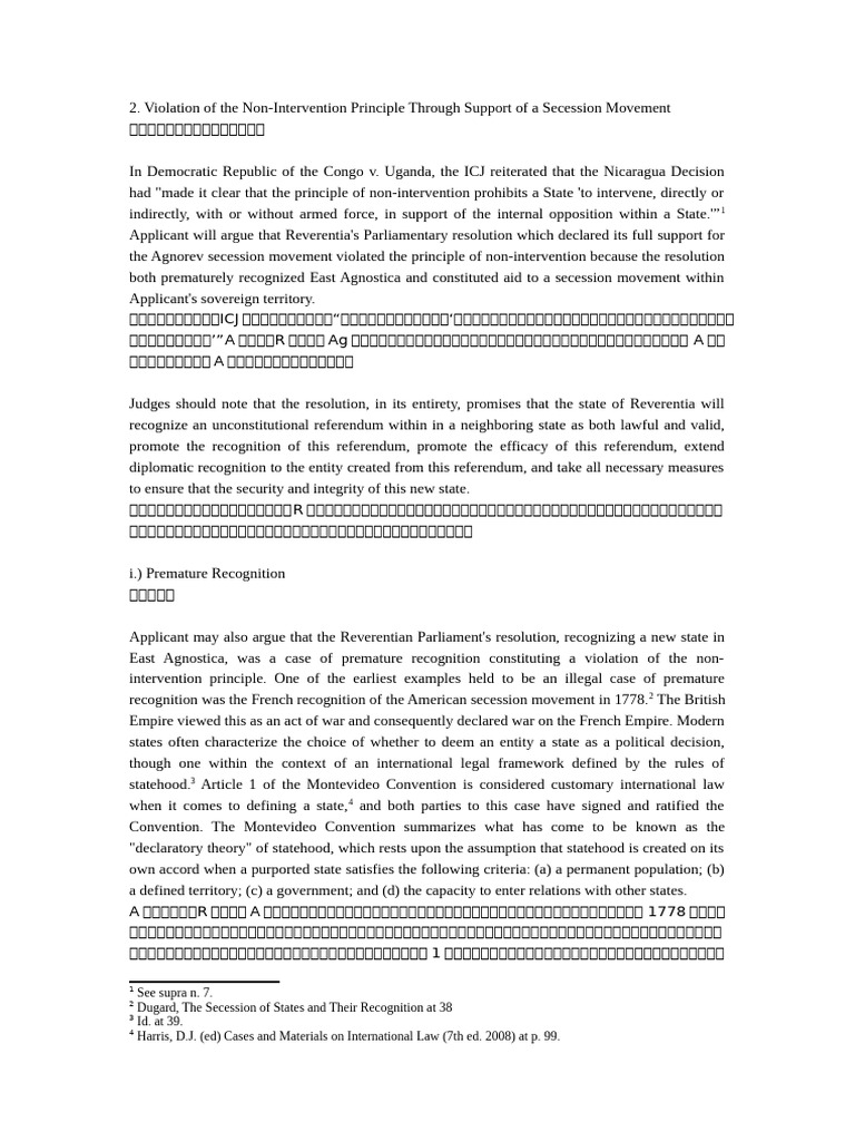 Non-Intervention and Secession Issues | PDF | Self Determination ...