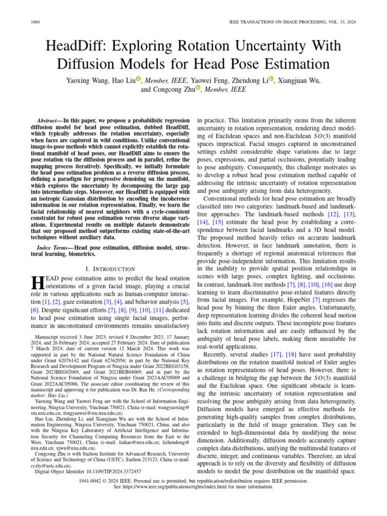HeadDiff: Diffusion Model for Head Pose | PDF | Normal Distribution ...
