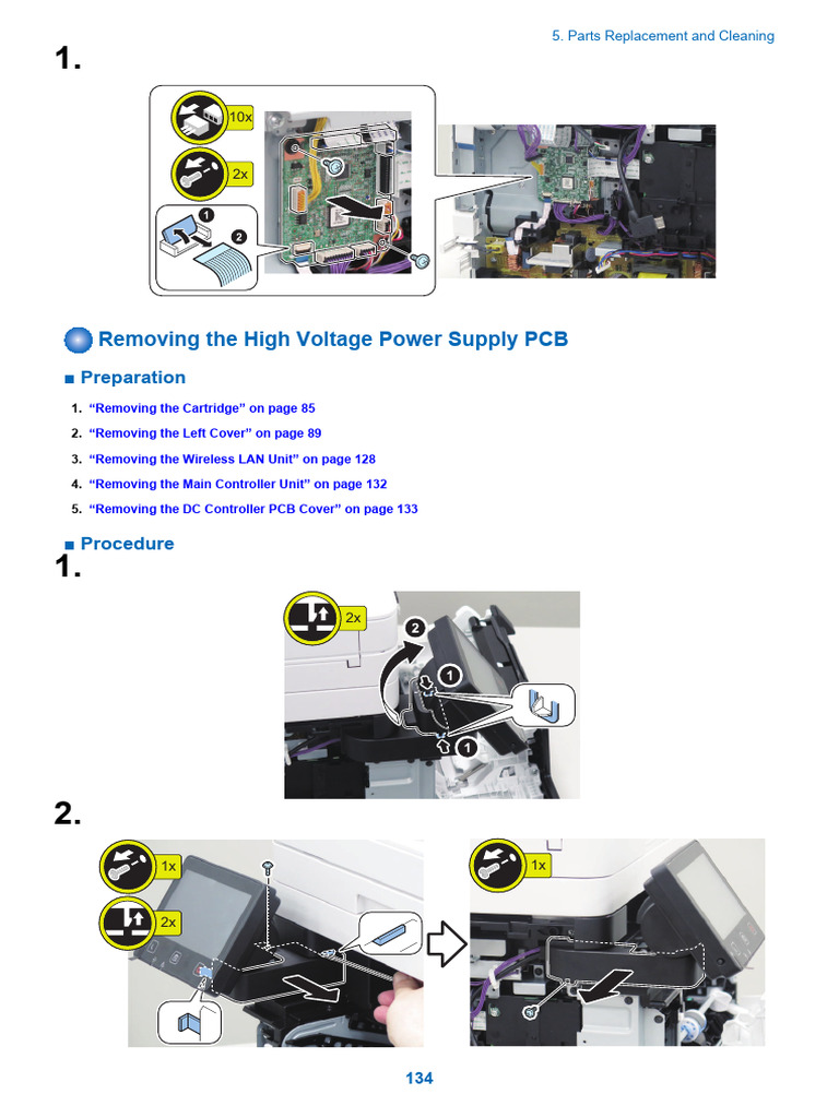 MF445 443 442 441 Series Removing The High Voltage Power Supply | PDF