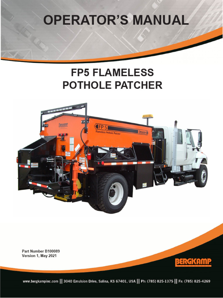 Bergkamp FP5 Patch Truck Operators Manual EA | PDF
