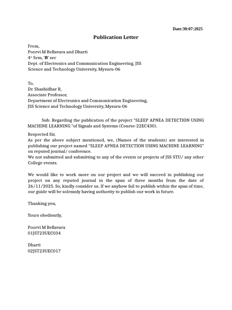 Publication Letter A (Pnea | PDF