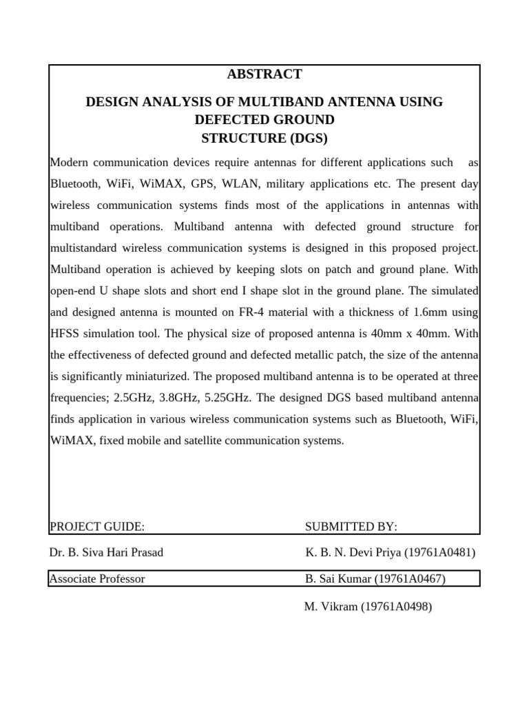 Multiband Antenna Design with DGS | PDF