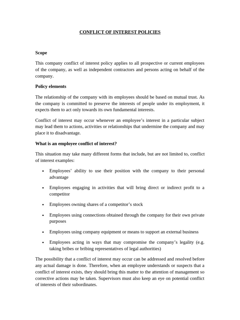 Kenya Conflict of Interest Policy | PDF | Conflict Of Interest | Employment