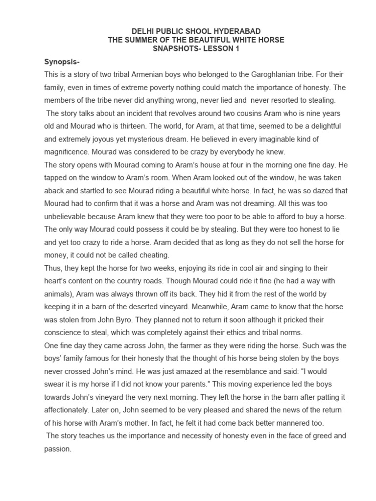 The Summer of the Beautiful White Horse | PDF