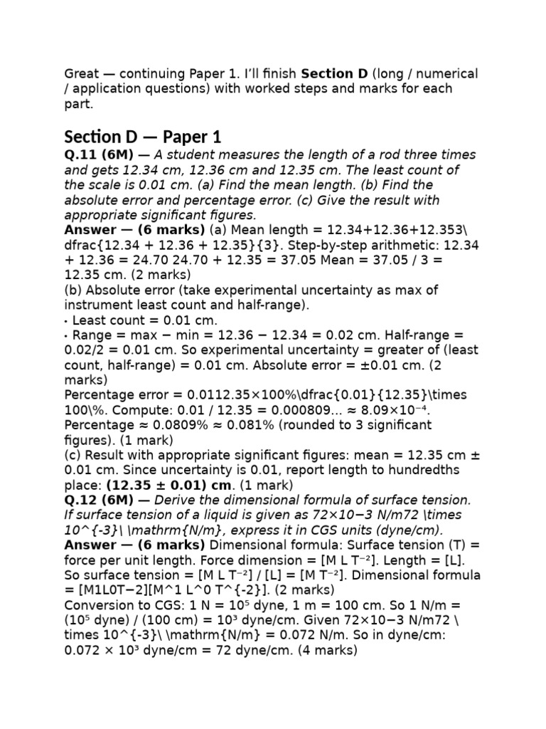 Measurement Errors and Dimensional Analysis | PDF | Significant Figures ...
