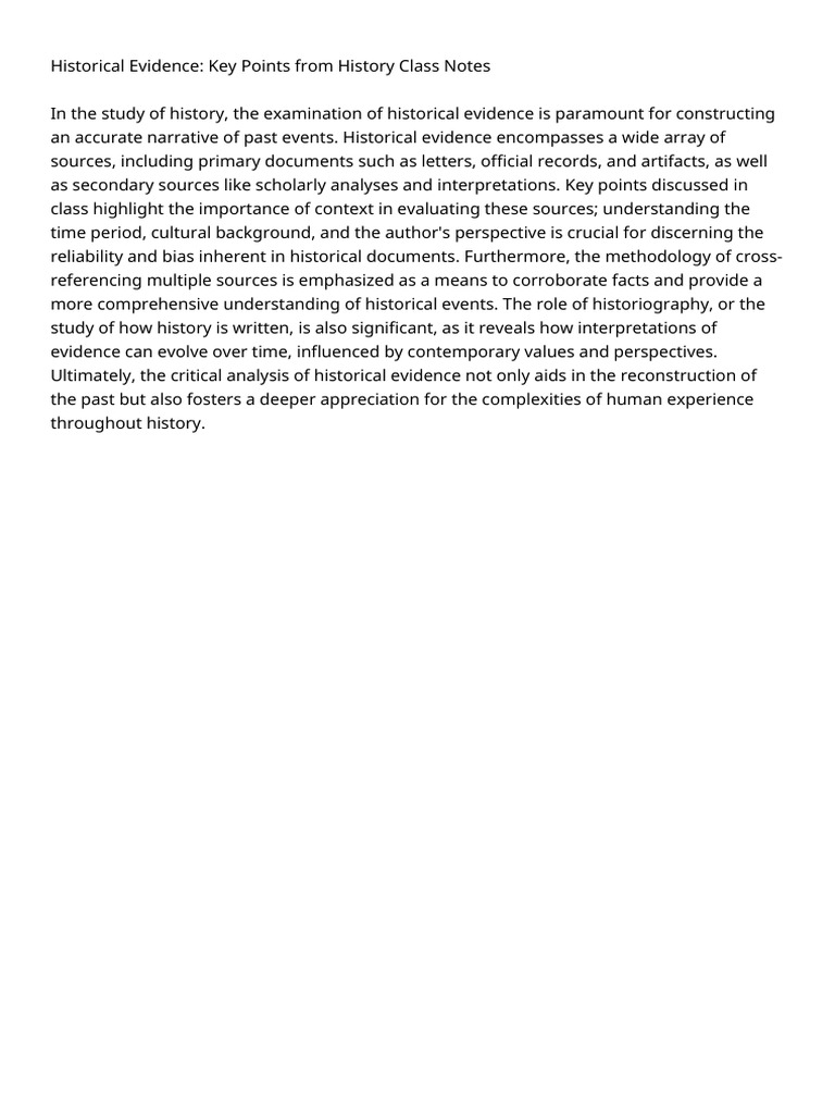 Understanding Historical Evidence | PDF