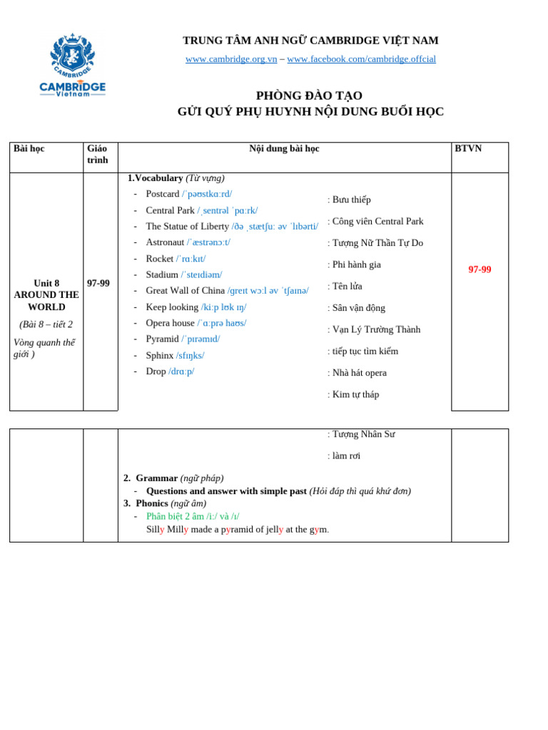 Unit 8 - tiết 2 | PDF