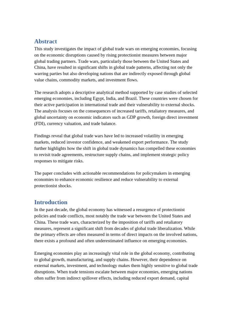 Impact of Trade Wars on Emerging Economies | PDF | Exports | Protectionism