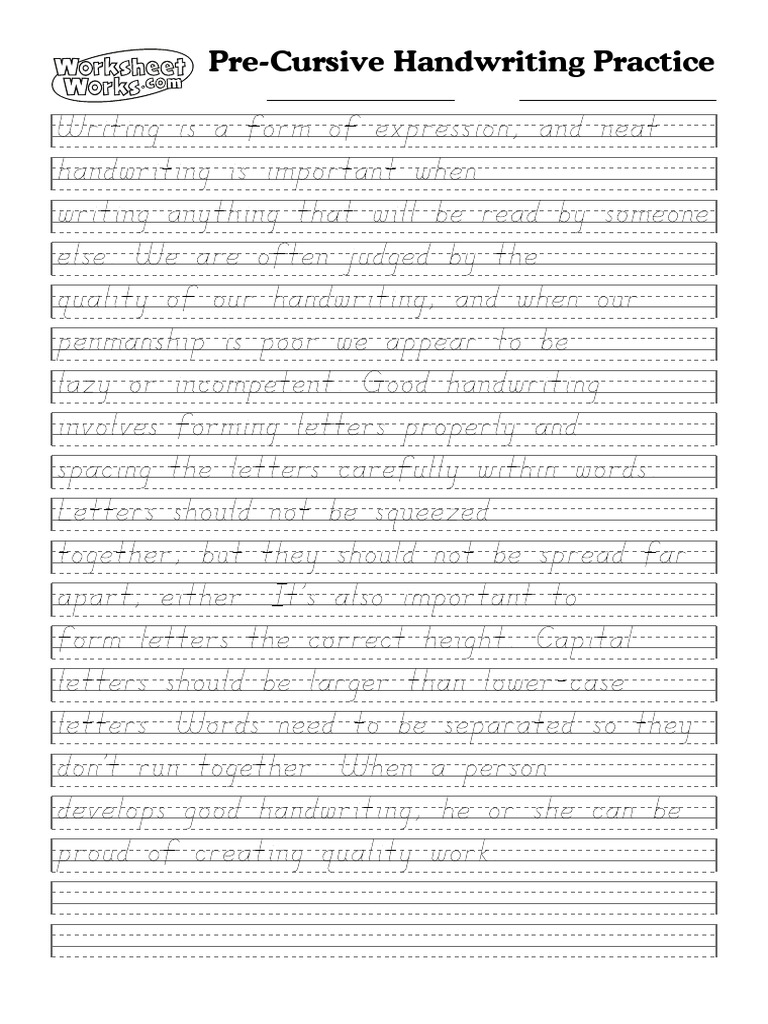 WorksheetWorks PreCursive Handwriting Practice 2 | PDF