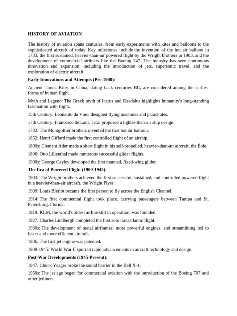 History of Aviation | PDF | Aircraft | Aviation