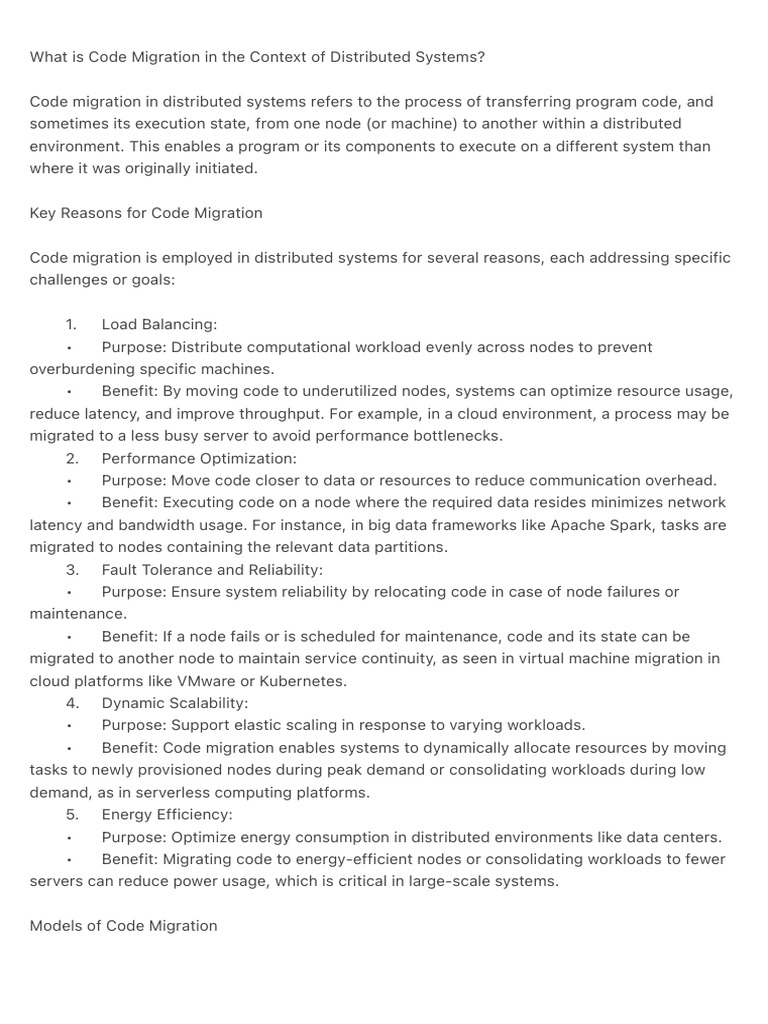 What Is Code Migration in The Context of Distributed Systems? | PDF ...