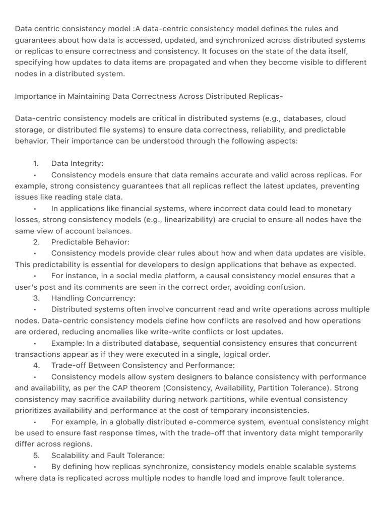 Data-Centric Consistency in Distributed Systems | PDF | Information ...