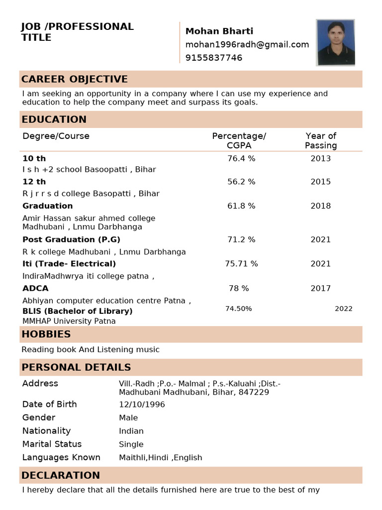 New Resume - Mohan - Format6 | PDF