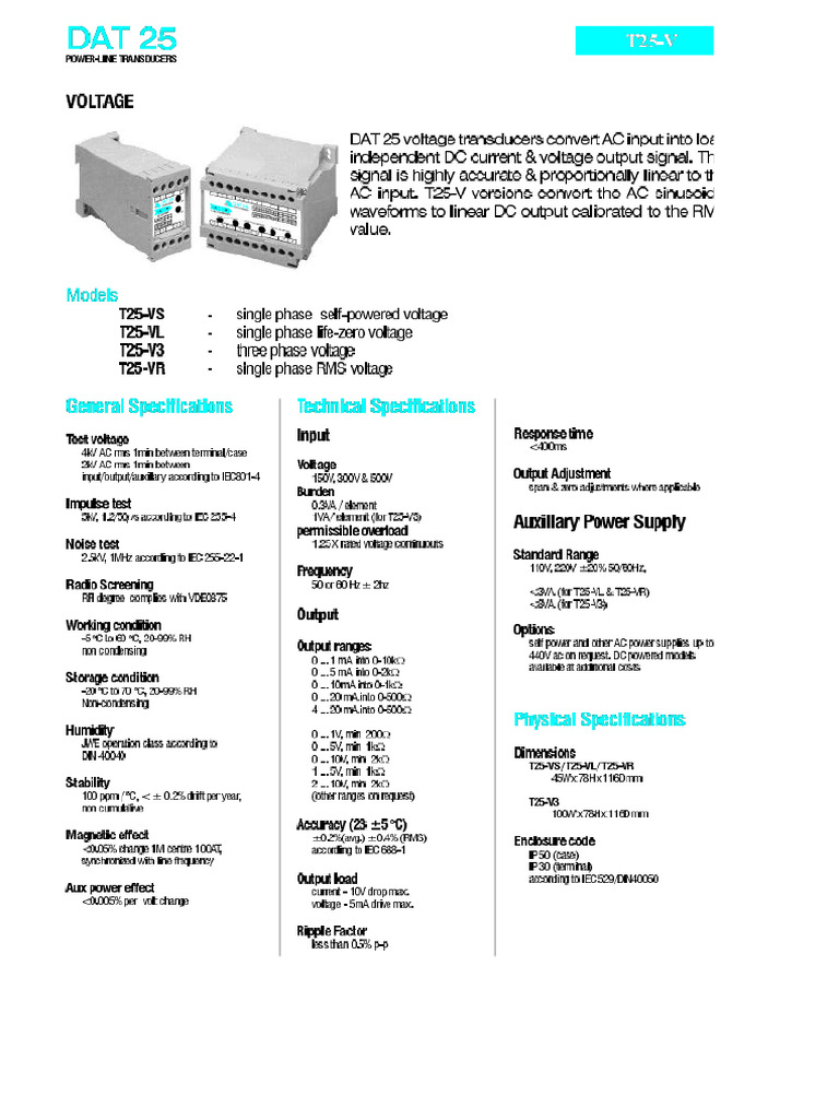 DAT Voltage Transducer | PDF