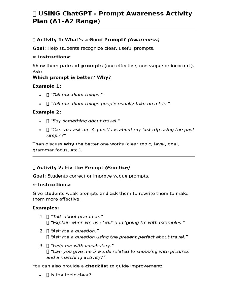 Enhancing Prompt Awareness for Students | PDF | Human Communication ...
