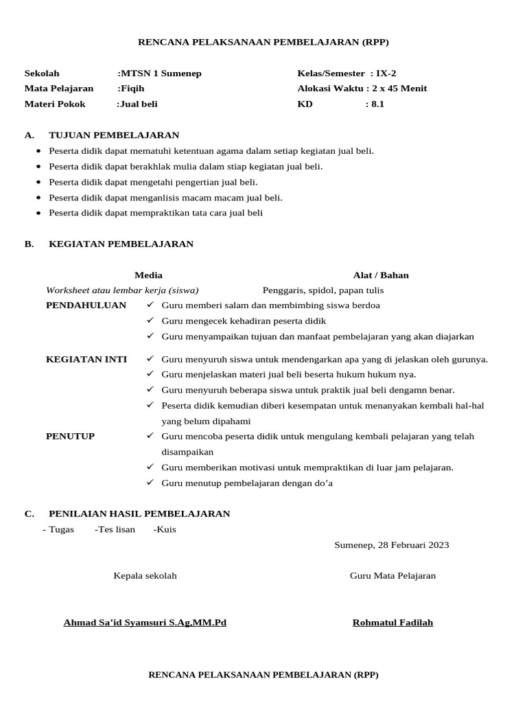 Contoh RPP | PDF