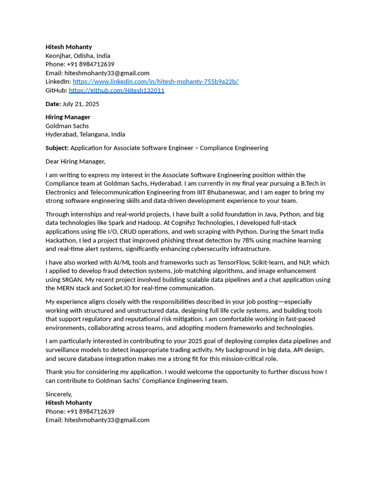 Application for Software Engineer Role | PDF | Information Science ...