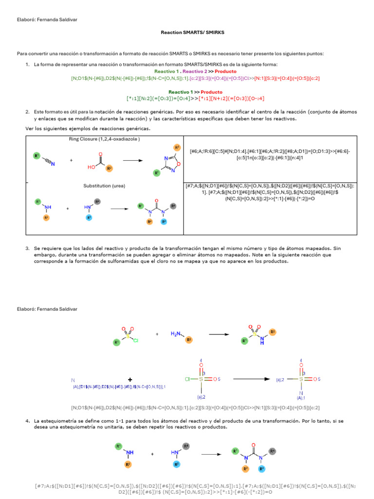 Guía de Reacciones SMARTS/SMIRKS | PDF | Amida | Moléculas