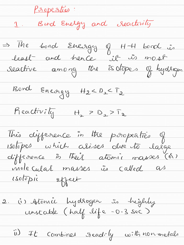 Hydrogen and Its Compounds Class 11 Notes (JEE) | PDF