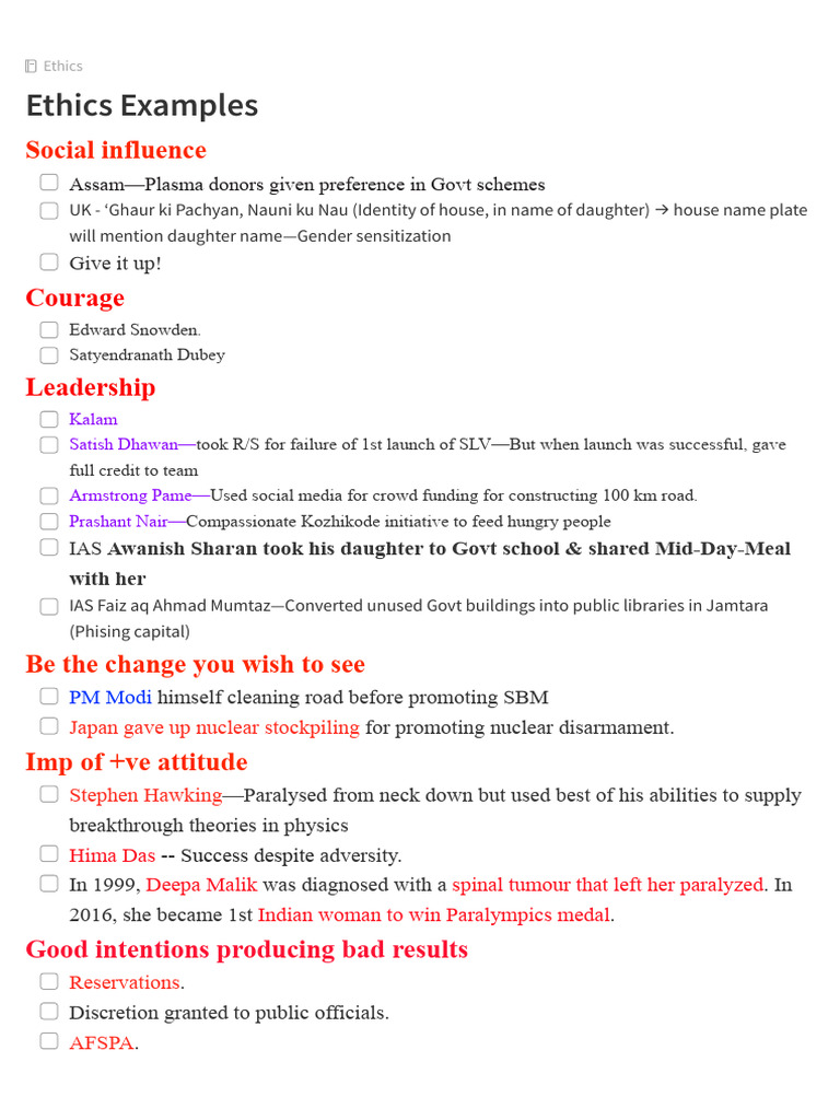 Inspiring Ethics and Leadership Examples | PDF