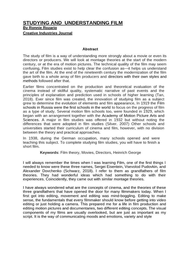 Understanding Film: A Study Guide | PDF | Documentary Film