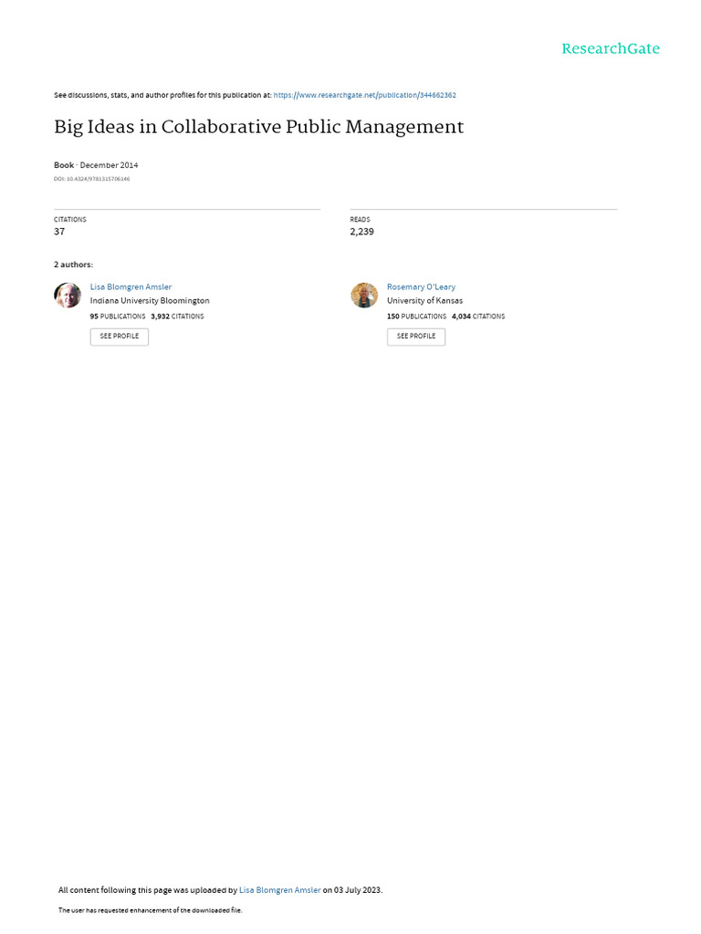 Collaborative Public Management Insights | PDF | Governance | Leadership