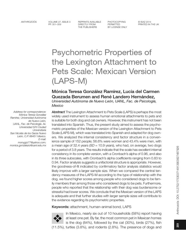 LAPS-M: Psychometric Evaluation in Mexico | PDF | Survey Methodology ...