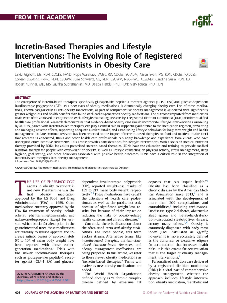 CPEU 2025 - Incretin Based Therapies and Lifestyle Modifications | PDF ...