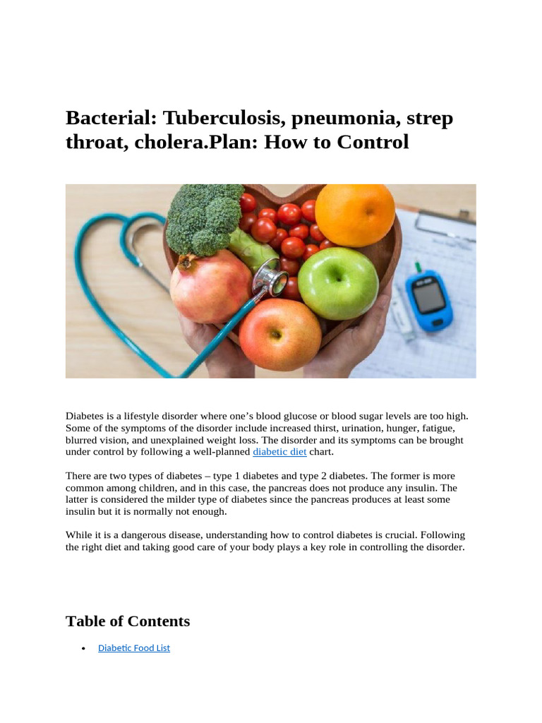 Bacterial Tuberculosis, Pneumonia, Strep Throat, Cholera. | PDF ...