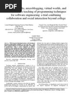 Social networks, microblogging, virtual worlds, and Web 2.0 in the teaching of programing techniques for software engineering