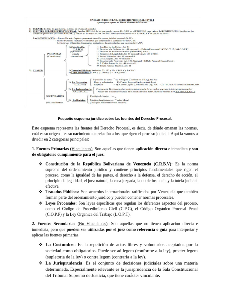Fuentes del Derecho Procesal en Venezuela | PDF | Ley procesal ...