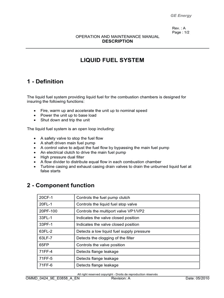 Liquid Fuel System Operation Manual | PDF | Pump | Valve