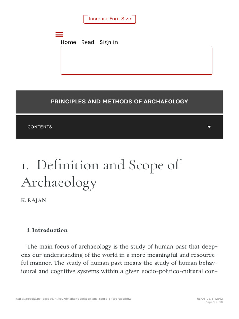 Definition and Scope of Archaeology – Principles and Methods of ...
