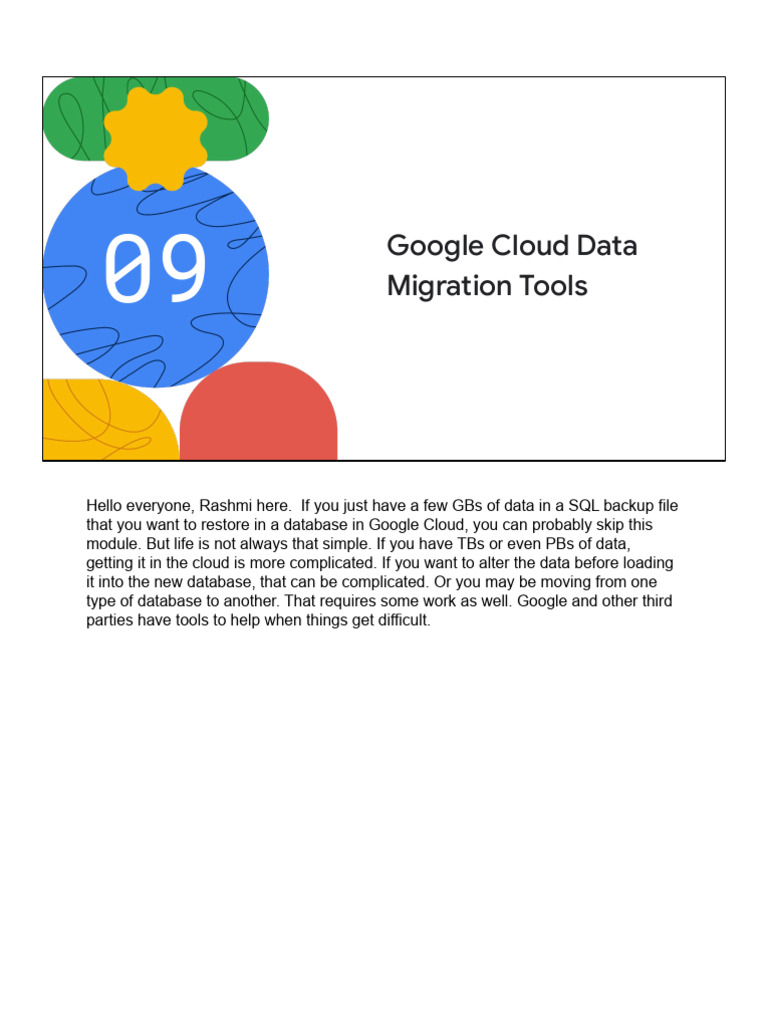 Google Cloud Data Migration Overview | PDF | Databases | Cloud Computing
