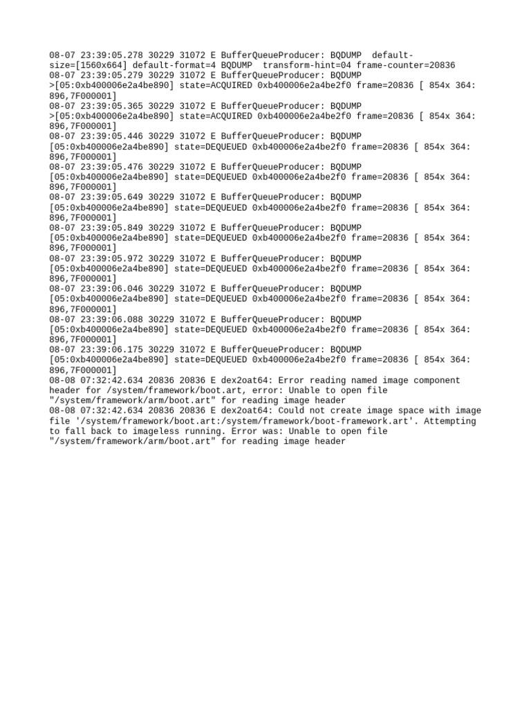 BufferQueueProducer Error Log Analysis | PDF